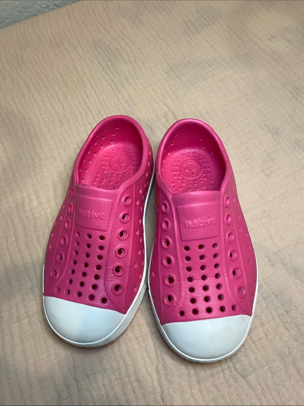 Native Shoes Kids Hot Pink Slip-On Water Shoes with White Toe